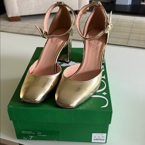 J. Crew Womens' metallic ankle strap Maise pump 7.5
